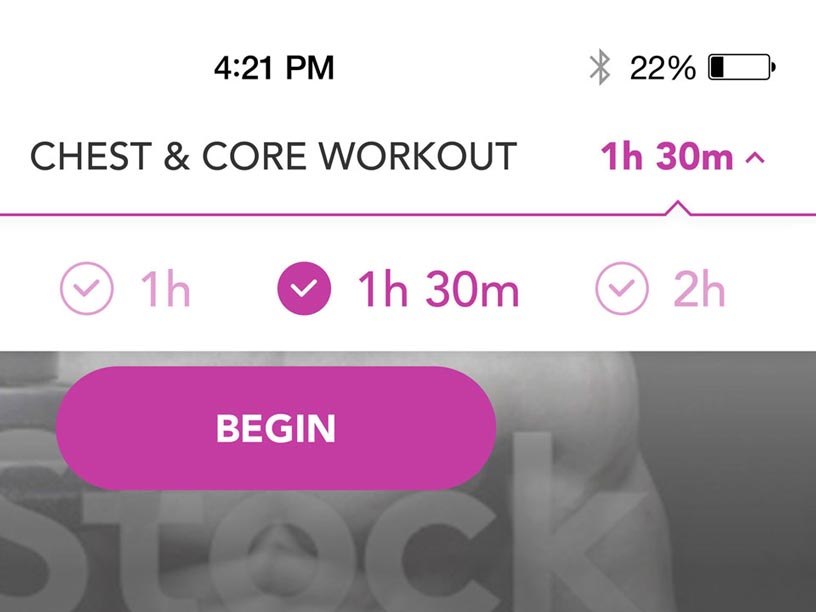 WORKOUT DURATION OPTIONS